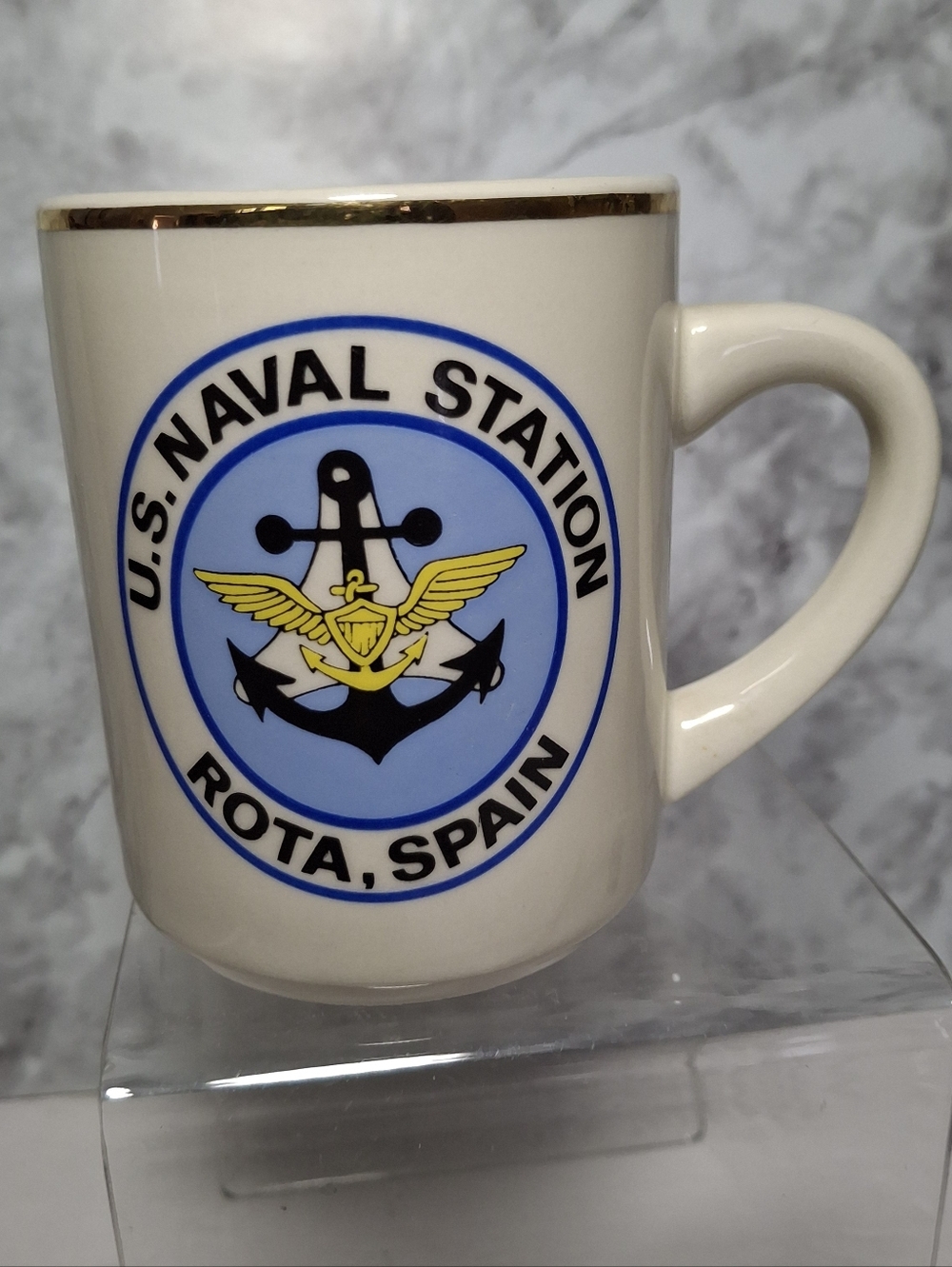 U.S. Naval Station Rota, Spain Gold Rim Coffee Tea Mug Cup US Navy Collectible